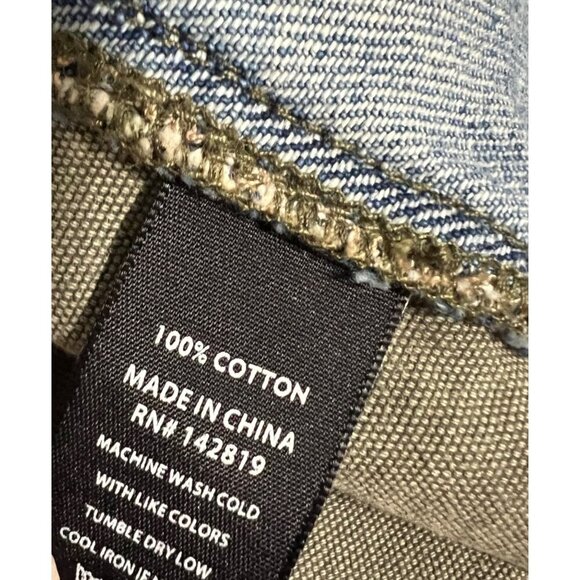 Dear‎ John Denim & Olive Green Streetwear Utility Grunge Trucker Jacket XS - Picture 8 of 9